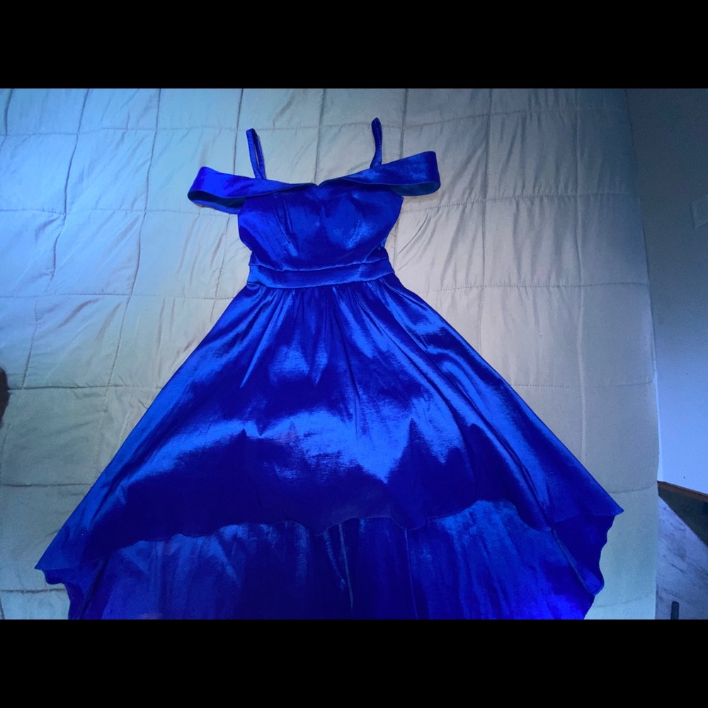 Royal Blue Sleeveless Taffeta Evening Gown